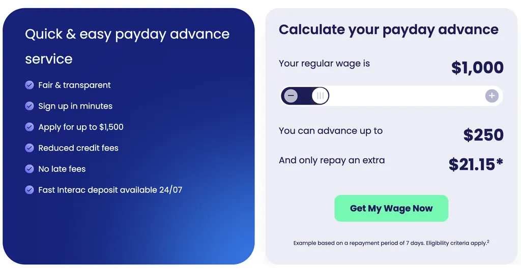 Wagepay wage advance app for Canadian workers